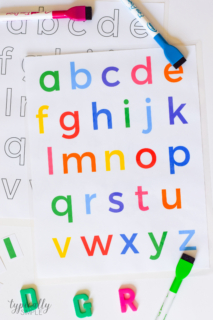 Use this free printable of the lowercase letters to help build letter awareness through alphabet activities, matching games, and more.