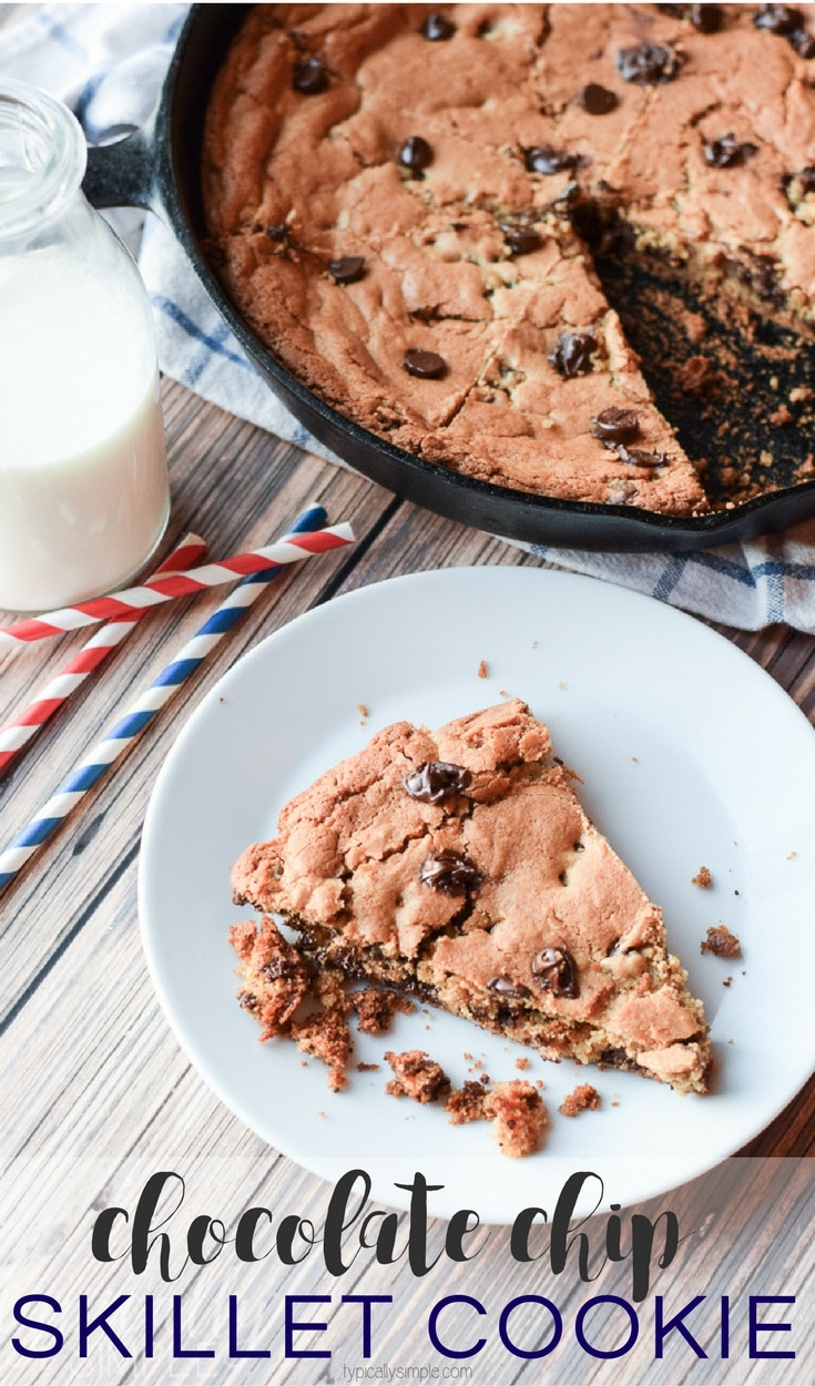 Just one bowl, a few basic ingredients and a skillet pan is all you need to make this yummy chocolate chip cookie!