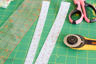 cutting the fabric tape into strips