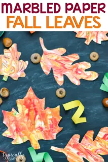 fall leaves made with marbled paper