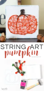 String art crafts are so much fun to customize for seasons and holidays. This Pumpkin string art makes a perfect simple fall decor piece to display in your home!