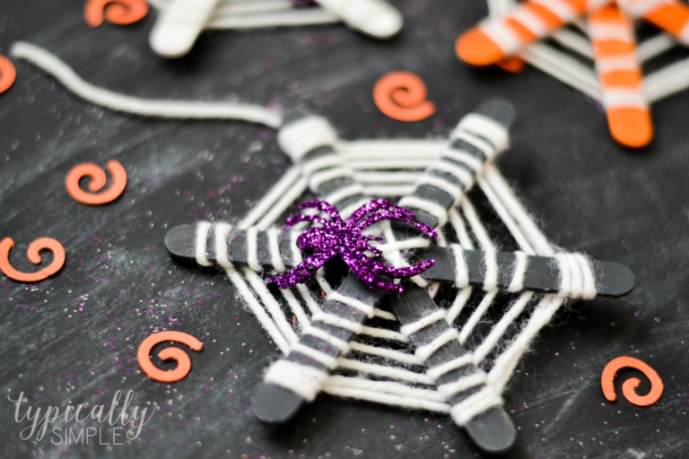 Craft Stick Spiderwebs Halloween Craft