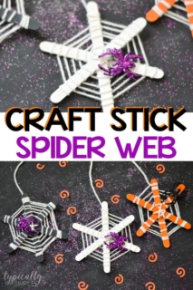 spider web craft made with craft sticks and yarn