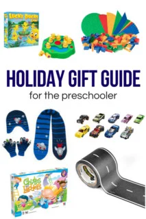 With preschool and kindergarten aged kiddos in mind, this holiday gift guide has ideas for the car lovers, space lovers, and board game enthusiasts! [AD]