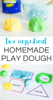Just two basic ingredients are all you need to make this super soft homemade play dough! The kids will love how easy it is to mold, roll, and smush!