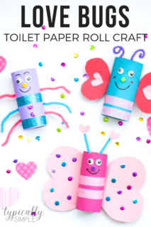 This Valentine's Day toilet paper roll craft is sure to be a hit with the kids! Create a whole colony of love bugs using basic craft supplies - perfect for a classroom party!