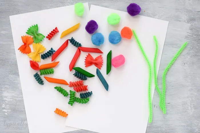 colorful pasta noodles for craft project