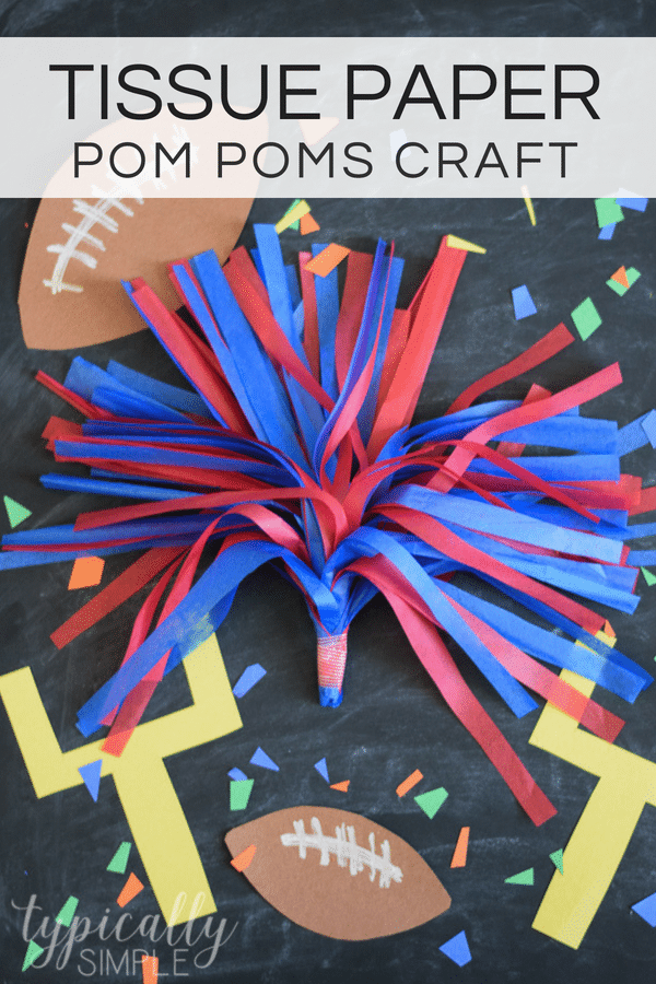 cheerleader pom poms made out red and blue tissue paper