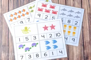 printable sheets of count and clip cards