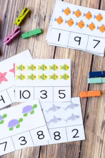 ocean themed cards used for counting