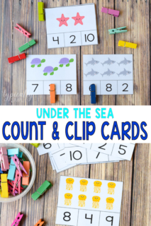 cards with numbers and sea animals to count