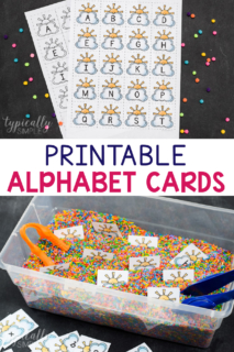 printable alphabet cards with a cloud theme