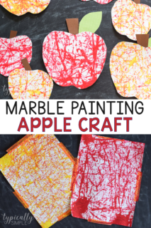marble painting apple craft project